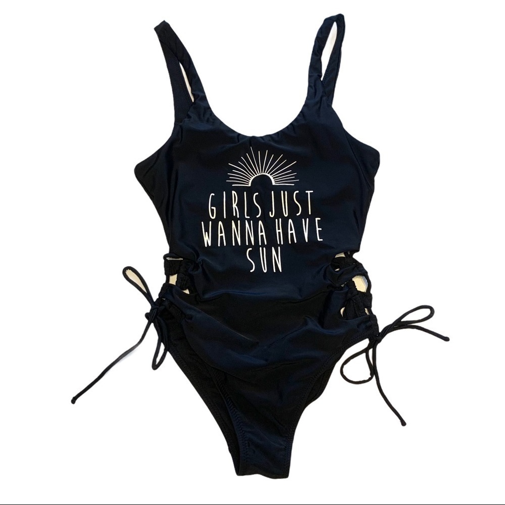 Altar’d State Graphic Lace Up Sides Swim Suit Women’s Small